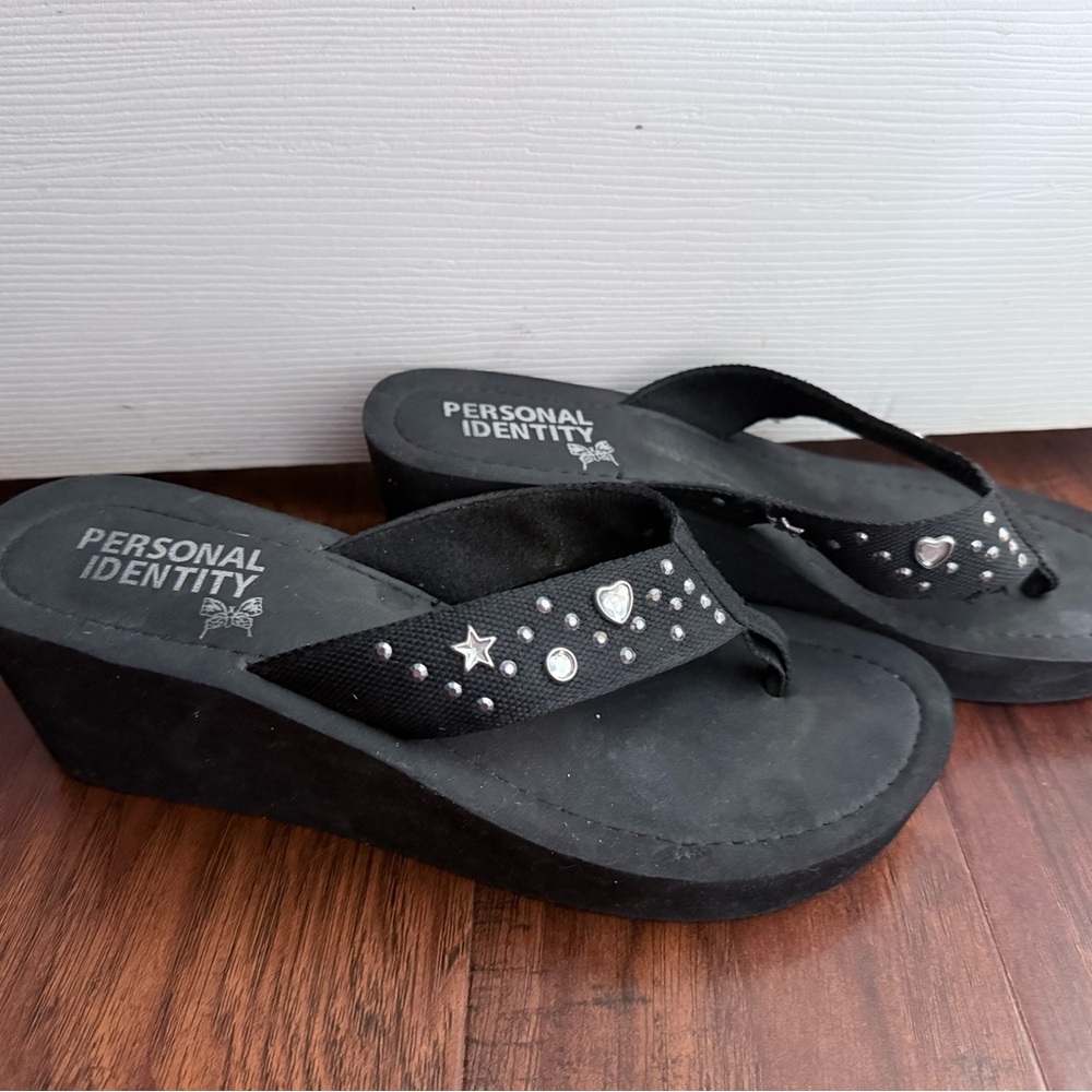 Black Rhinestone Embellished Wedges
